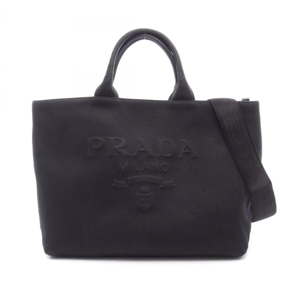 Prada PRADA CANAPA Drill 2-Way Tote Bag Handbag Canvas Women's Black 1BG395
